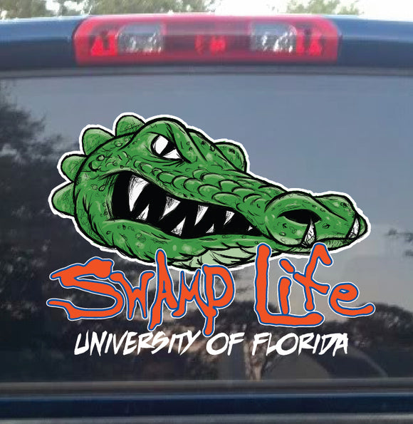 Swamp Life UF University of Florida Gators Mean Mascot Decal cars, trucks etc.