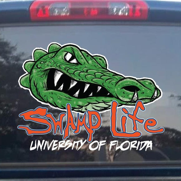 University of Florida Gators Swamp Life Mean Mascot Decal for Cars, Trucks, SUVs, Boats, and Yeti Coolers