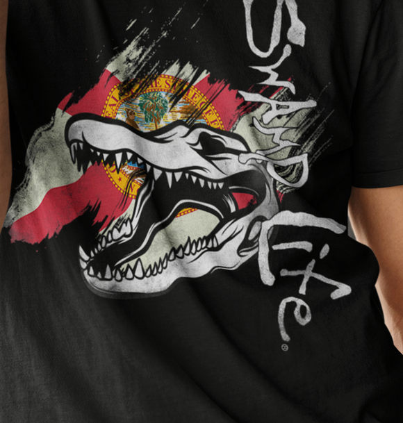 Swamp Life Florida Flag Gator Skull Mens and Womens Unisex T-Shirt Comfortable fit tee